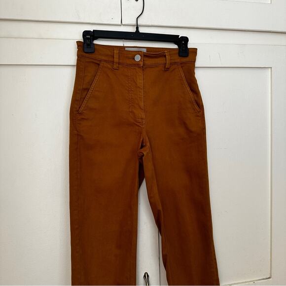 Everlane Straight Leg Crop High Rise Golden Brown Pant 00 - Picture 3 of 7